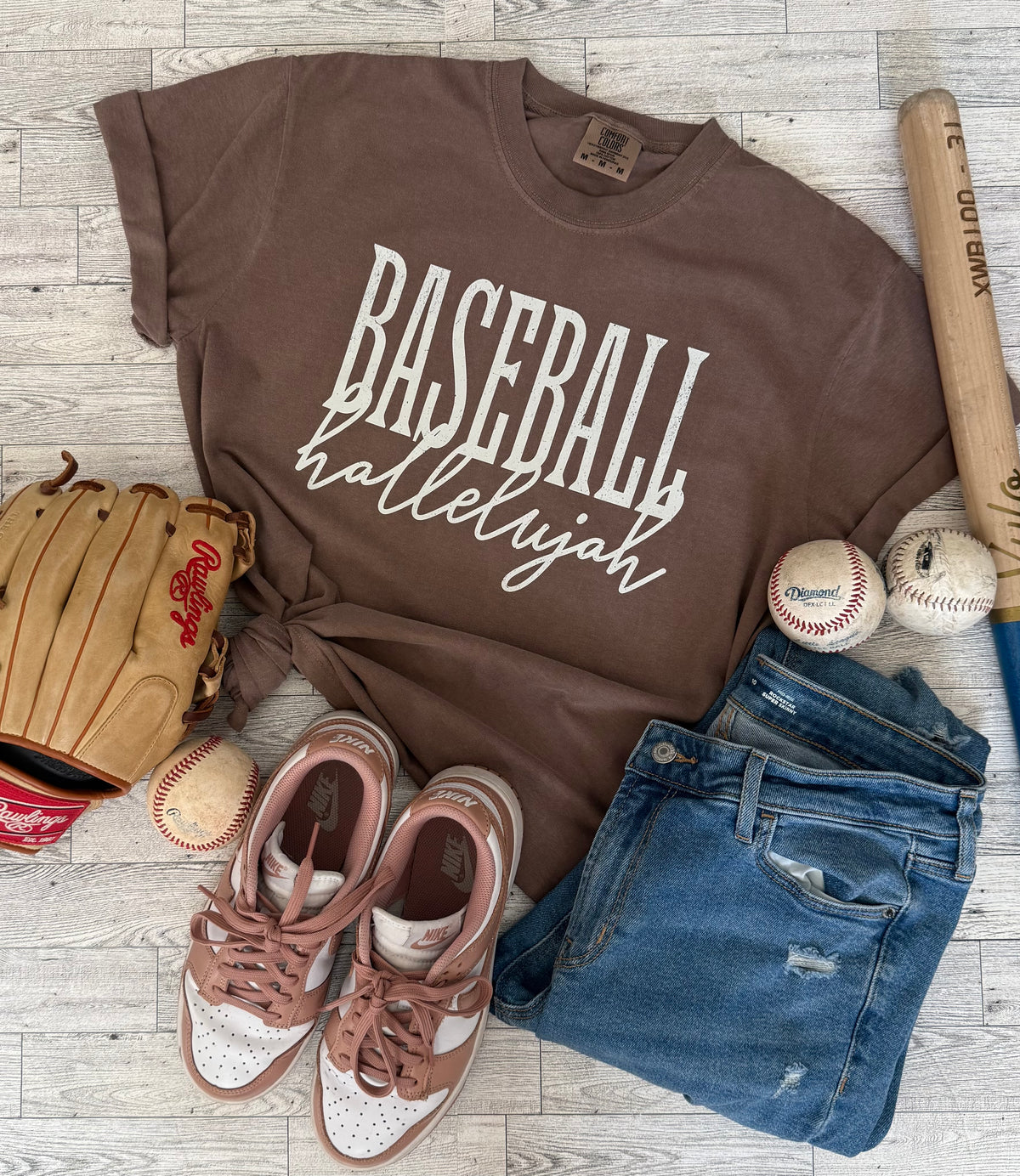 Baseball Hallelujah Brown Tshirt