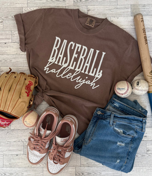 Baseball Hallelujah Brown Tshirt