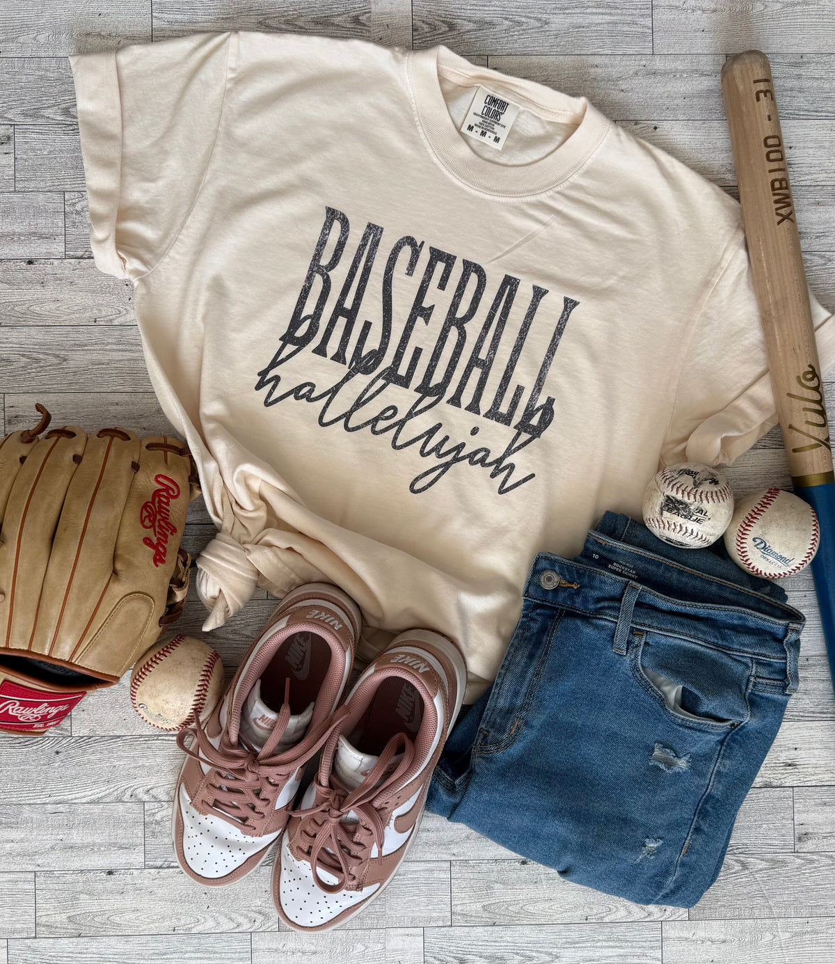 Baseball Hallelujah Cream Tshirt