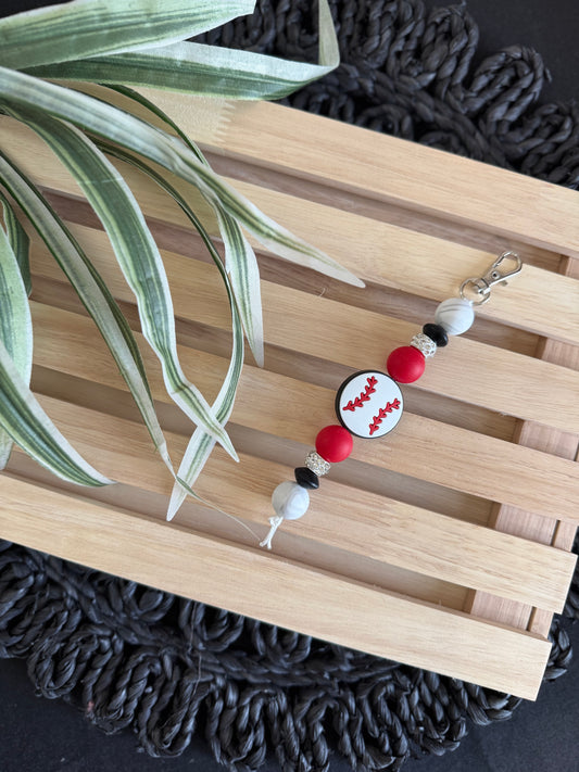 Baseball Beaded Keychain