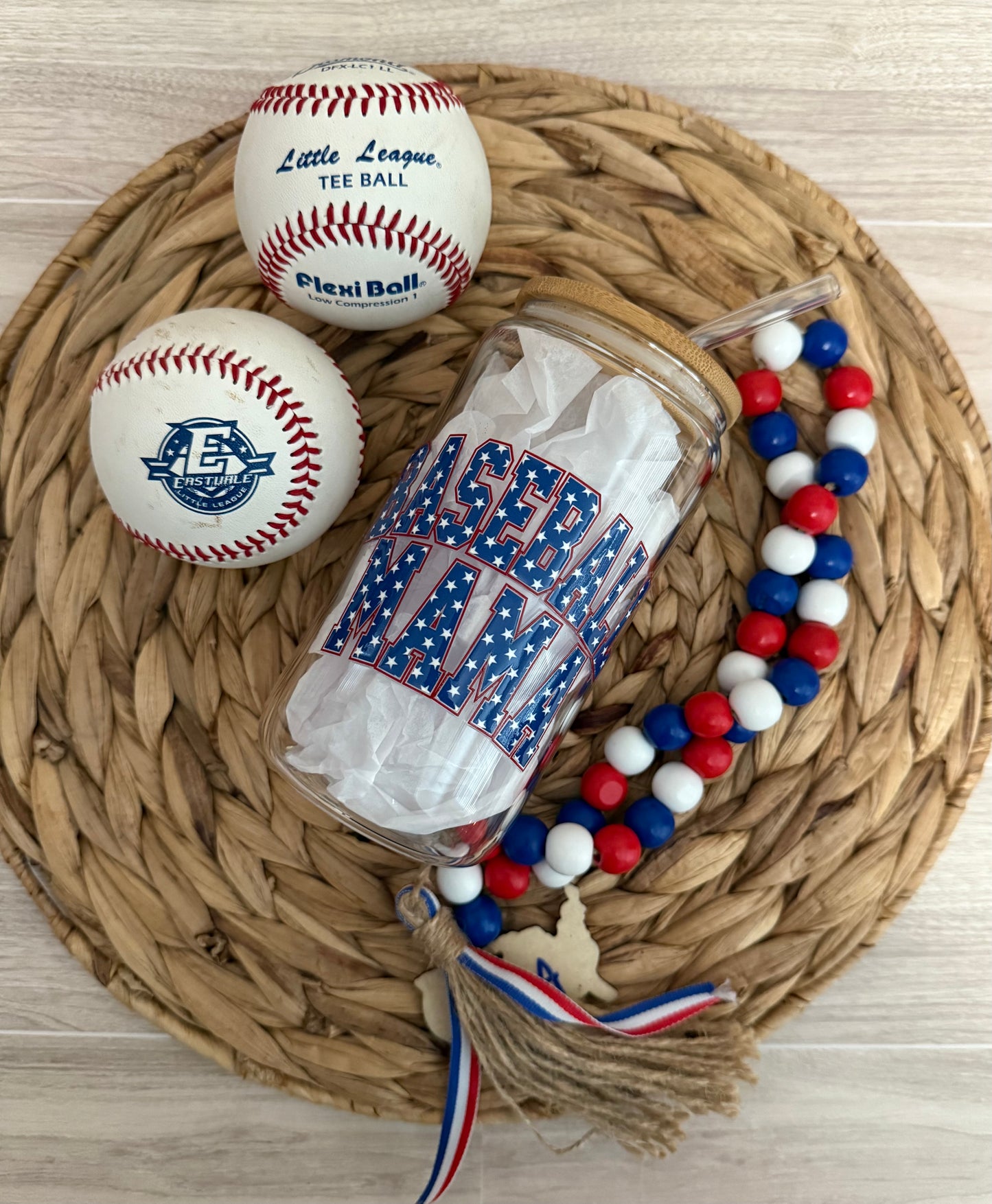Baseball Mama Glass Cup 16 oz | Aesthetic Drinkware