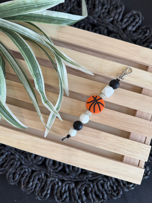 Basketball Beaded Keychain