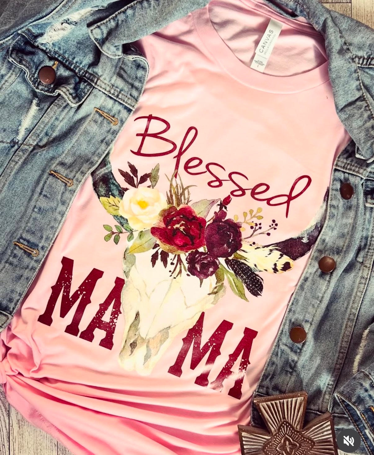 Blessed Mama Boho Pink TShirt - Last Chance