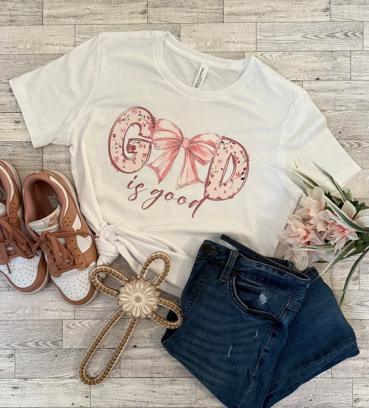 God is Good Pink Bow Tshirt