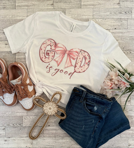 God is Good Pink Bow Tshirt
