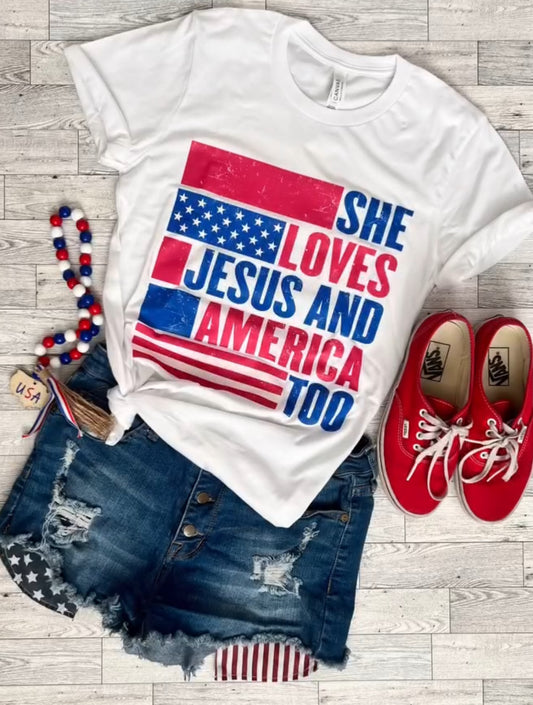 She Loves Jesus And America Too Tshirt