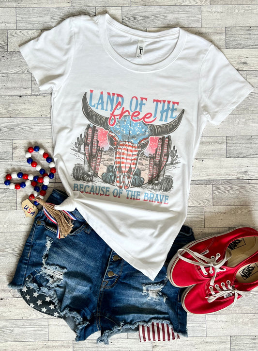 Land of the Free, Because of the Brave Fitted Tshirt