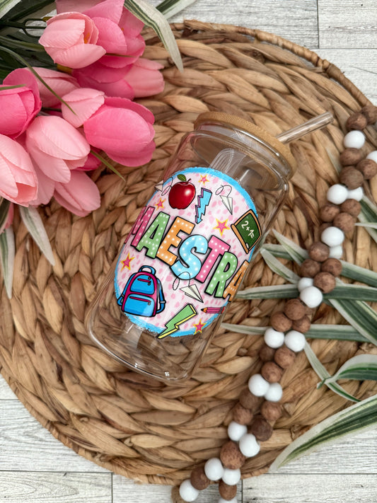 Maestra 16oz Glass Cup | Aesthetic Drinkware