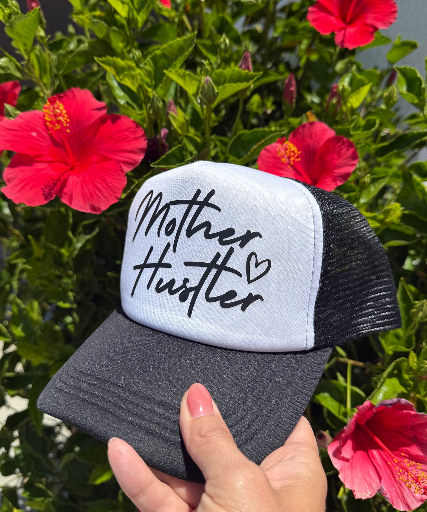 Mother Hustler Trucker Hat | Black & White