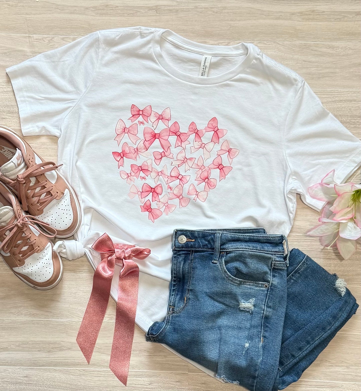 Pink Bow Heart Tshirt