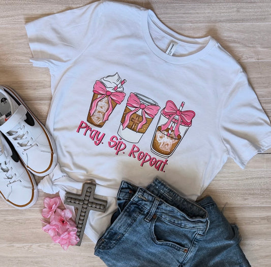 Pray. Sip. Repeat. Tshirt