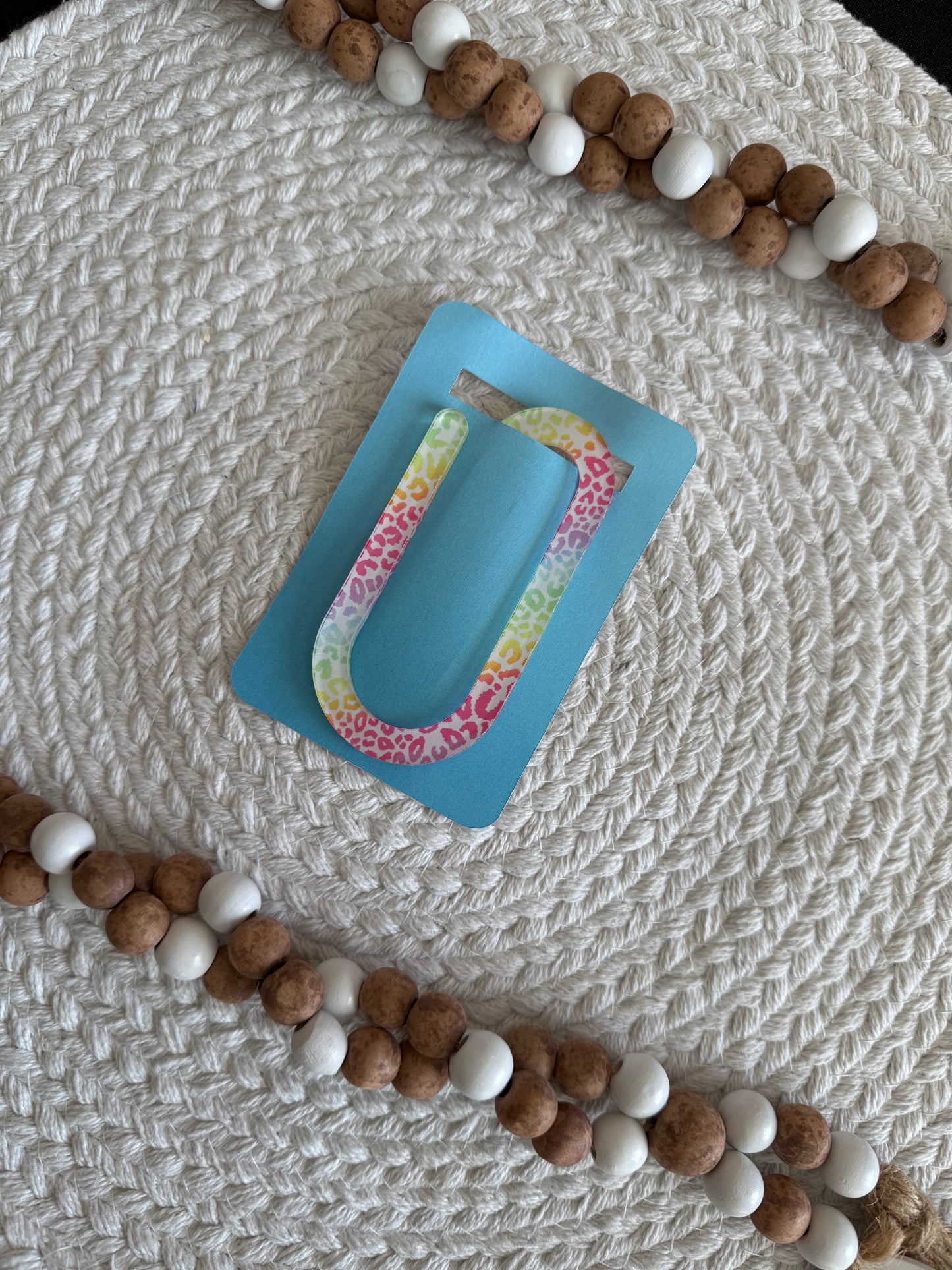 Rainbow Cheetah Acrylic Jumbo Paperclip