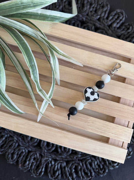 Soccer Heart Beaded Keychain