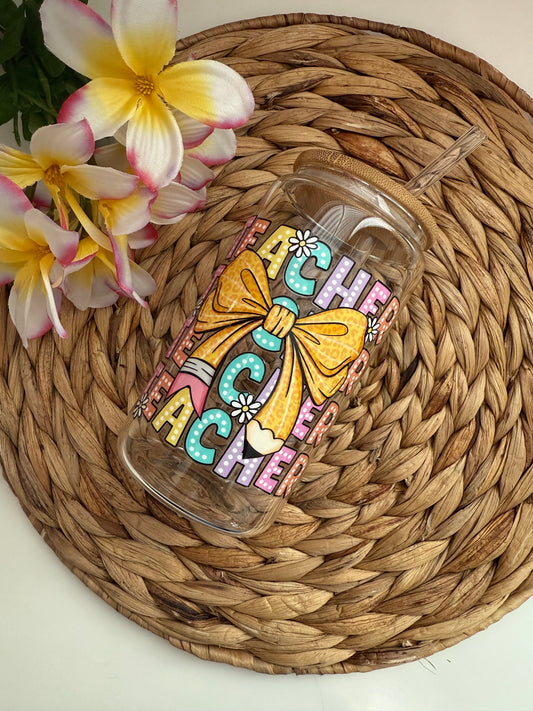 Rainbow Teacher 16oz Cup | Aesthetic Drinkware